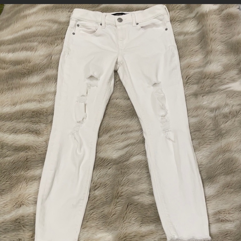 Distressed White Jeans